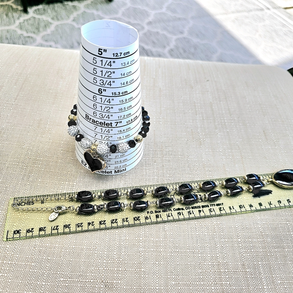 SET! Carolina Herrera Bead Necklace, Brass Cuff, & Black Bead Bracelet SET! - Picture 13 of 14